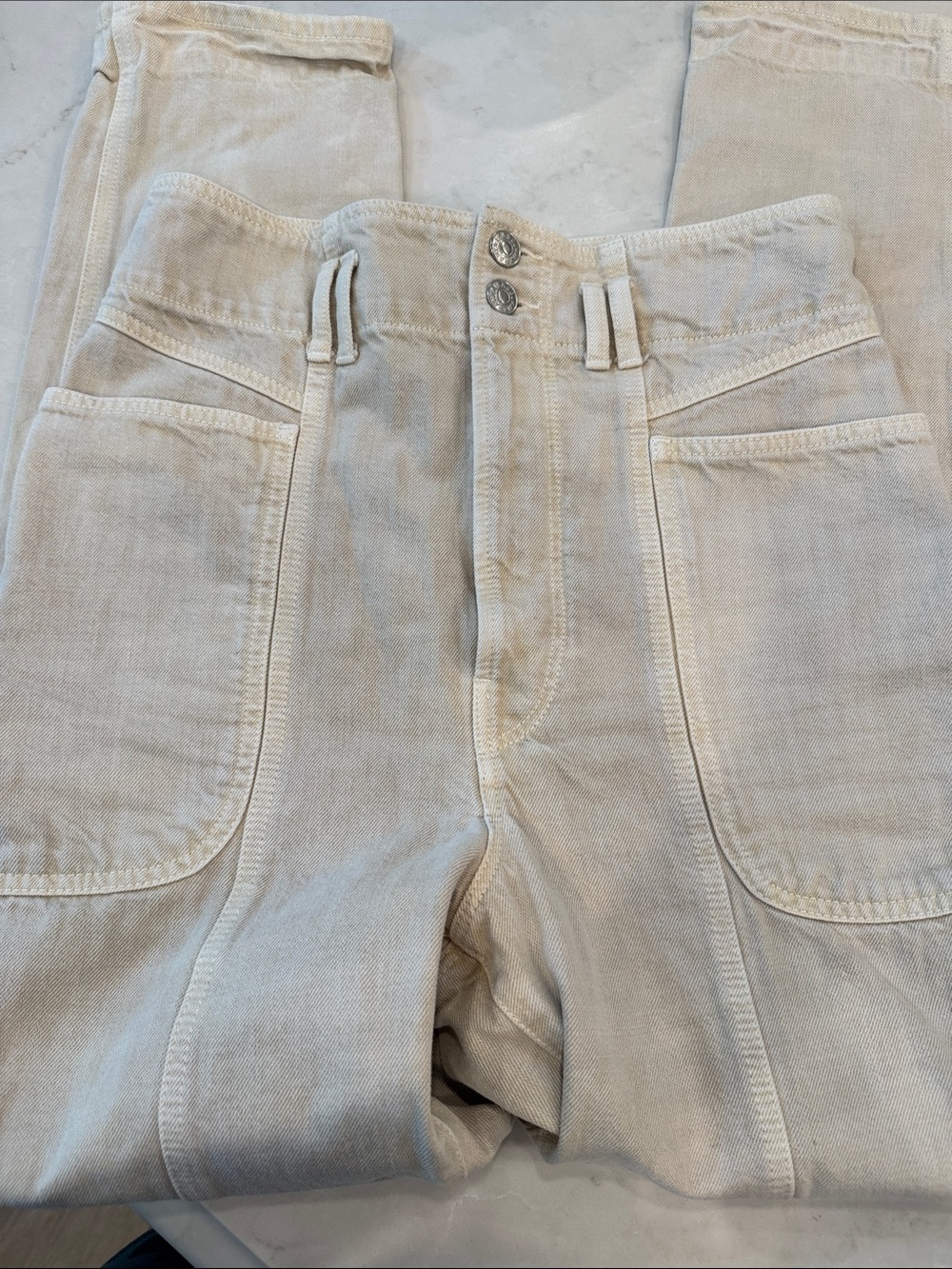 Isabel Marant Etoile Cream High-Waist Utility Pants - Picture 1 of 2